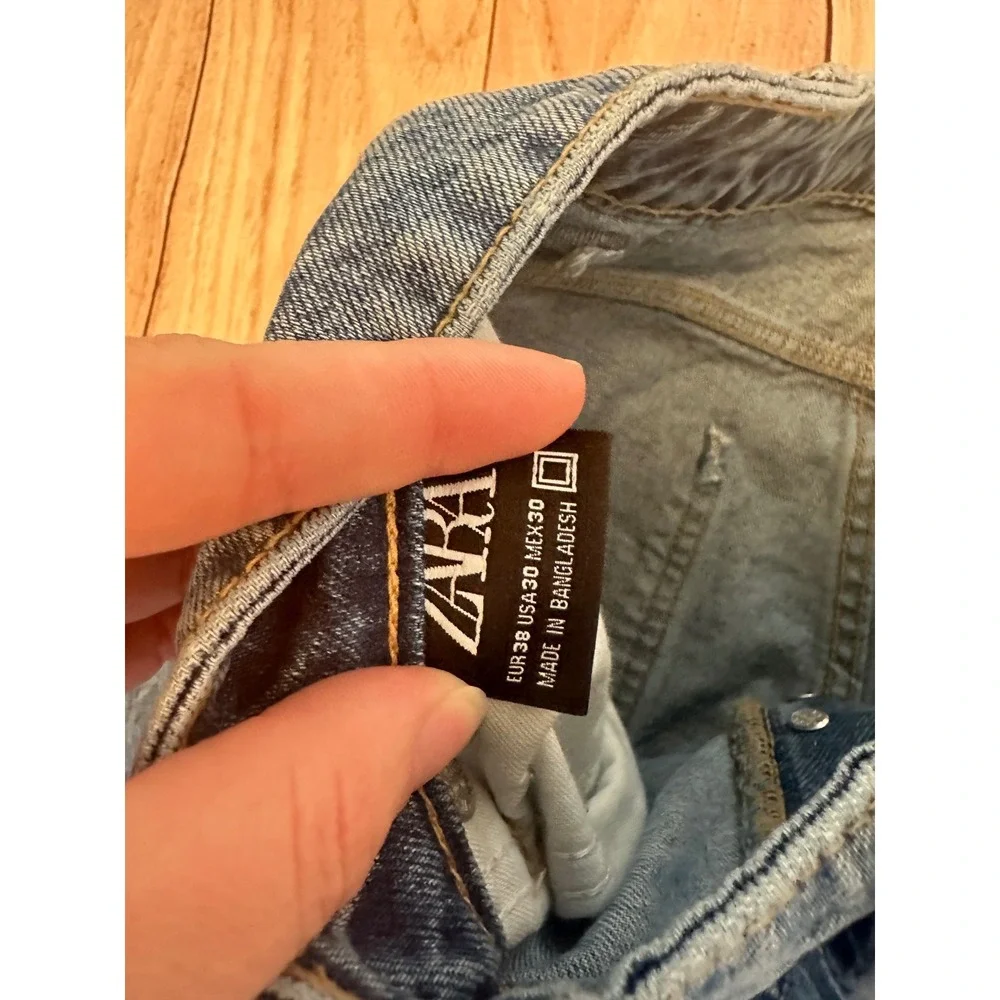 Zara Womens Medium Wash High Rise Straight Leg Button‎ Fly Jeans Size 30
